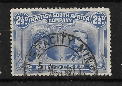 Rhodesia Double Head Two and a HalfPence with VERACITY MINE (DC) postmark