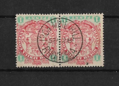 Rhodesia 1896 One Penny pair with IRON MINE HILL (SC) postmark