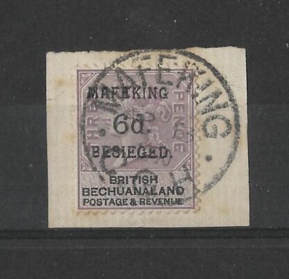 Mafeking Besieged 1900 Six Pence overprint SG 10 fine used on piece