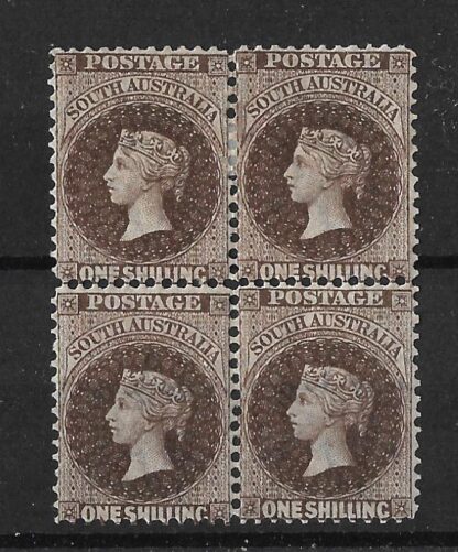 South Australia 1876 QV One Shilling block SG 131 mint