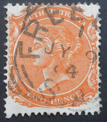 South Australia 1894 Two Pence with FREELING Code 1 (Square Circle) postmark