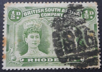 Rhodesia Double Head Halfpenny with Barred 826 (VICTORIA) postmark