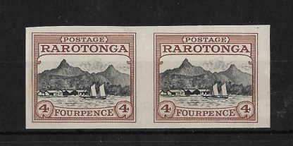 Cook Islands Rarotonga 1924 Four Pence Plate proof pair of unaccepted colour trial