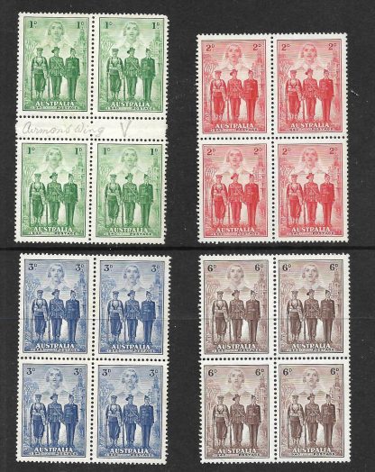 Australia 1940 Armed Forces in blocks of four SG 196/199 mint