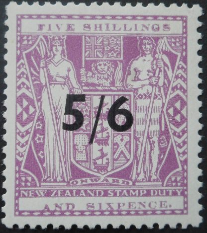 New Zealand 1944 Five Shillings and Six Pence overprint SG F214 mint