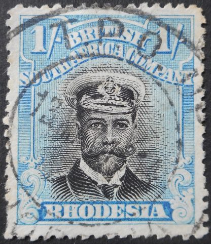 Rhodesia Admiral Die II One Shilling p15 with TPO UP (DC) postmark