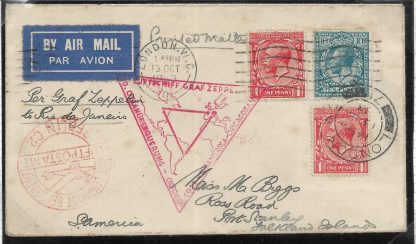 Falkland Islands 1933 Graf Zeppelin cover from London-Berlin-Rio-Port Stanley