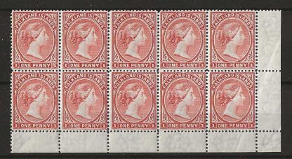 Falkland Islands 1891 QV One Penny Pale Red block SG 23 unmounted mint